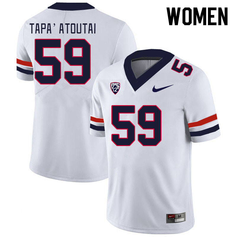 Women #59 Rhino Tapa'atoutai Arizona Wildcats College Football Jerseys Stitched-White